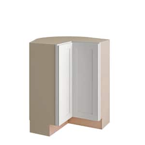 Courtland Shaker Assembled 30 in. x 34.5 in. x 30 in. Stock Lazy Susan Corner Base Left Kitchen Cabinet in Polar White