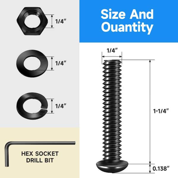 1/4 in.-20 x 1-1/4 in. Black Oxide Stainless Steel Hex Button Head Socket Cap Screw (20-Pack)