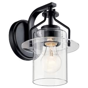 Everett 1-Light Black Bathroom Indoor Wall Sconce Light with Clear Glass