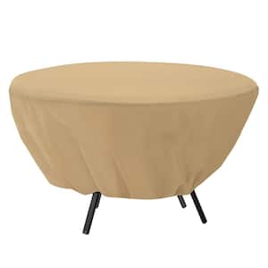 Waterproof Patio Furniture Cover Outdoor Gazebo Rainproof Ottoman/Coffee Table Cover 50 in. Dia x 23 in. H Beige