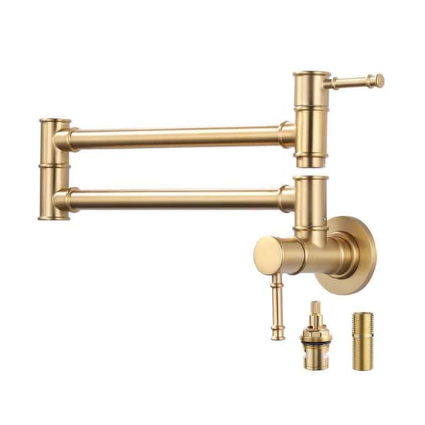 Wall Mounted Pot Filler with Double Handle in Gold