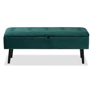 Caine Green and Dark Brown Storage Bench (15.9 in. H x 42.5 in. W x 15.7 in. D)