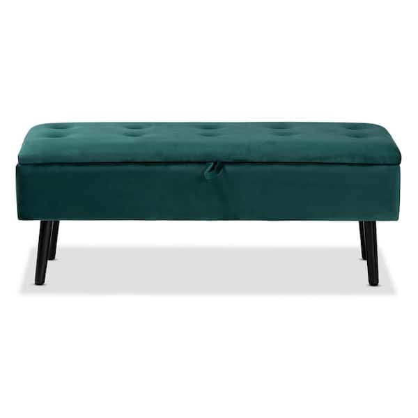 Baxton Studio Caine Green and Dark Brown Storage Bench (15.9 in. H x 42.5 in. W x 15.7 in. D)