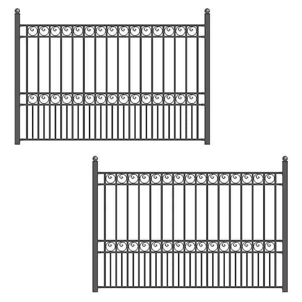 ALEKO 2-Panel Fence Kit - Paris Design - 8 ft. x 5 ft. Each Security Fence Panels Steel Fence Kit
