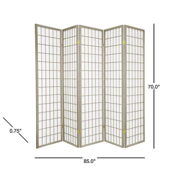 6 ft. Grey Window Pane 5-Panel Room Divider