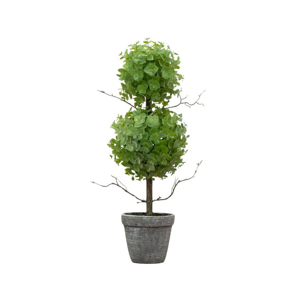Nearly Natural 2 ft. Artificial Eucalyptus Double Ball Topiary