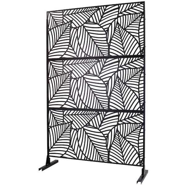 Sudzendf Outdoor and Indoor Freestanding Decorative Privacy Screen Metal Privacy Screen, Fence Panels in Black