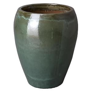 30 in. Round Tea Green Ceramic Tapered Planter