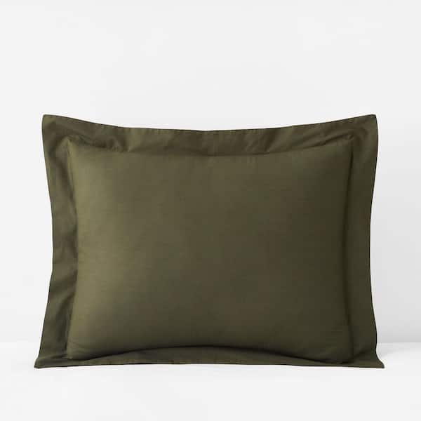 Company Cotton Garment Wash Olive Cotton Percale Standard Sham