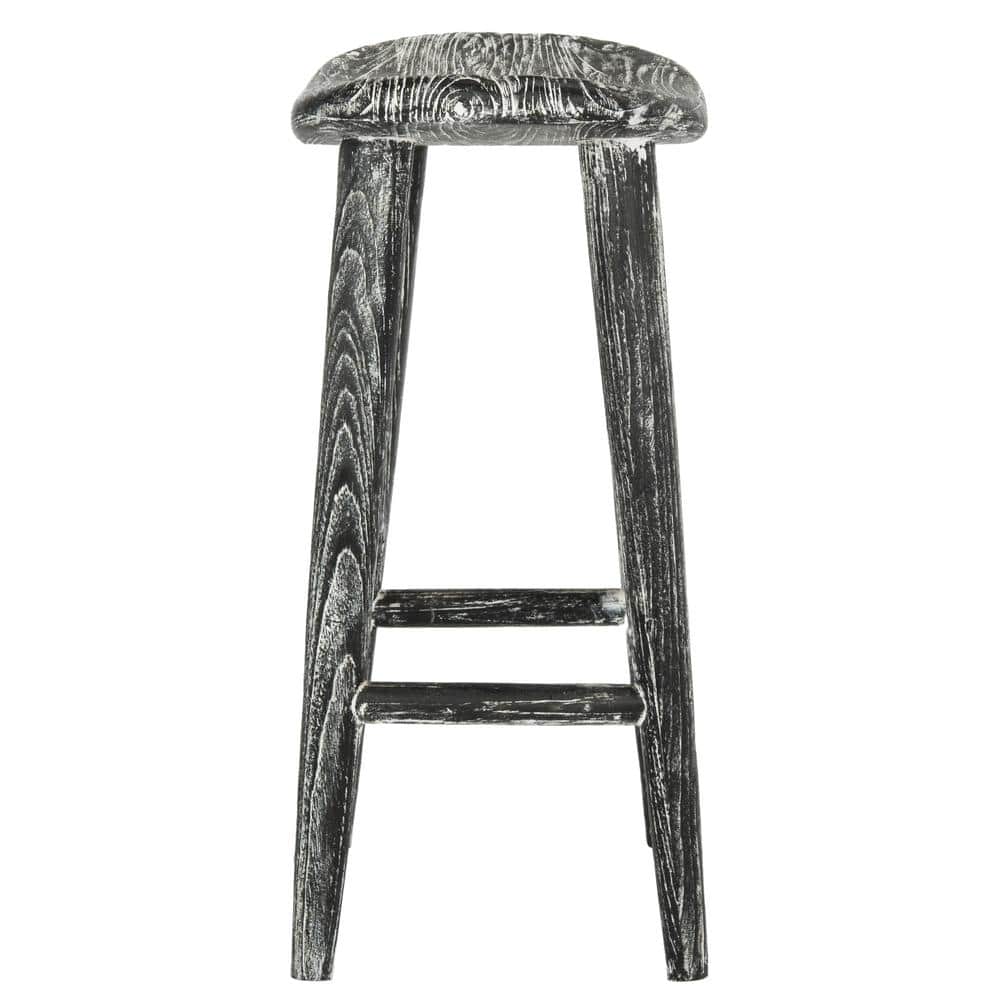 Transitional Black Wood Saddle-Style Counter Stool 24"