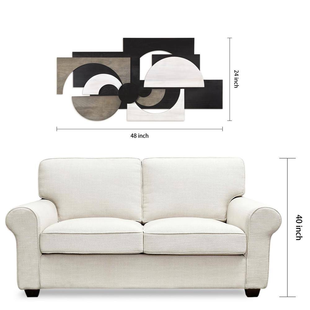 Luminus Dusk 48" x 24" Black and Gray Solid Wood Abstract Wall Art