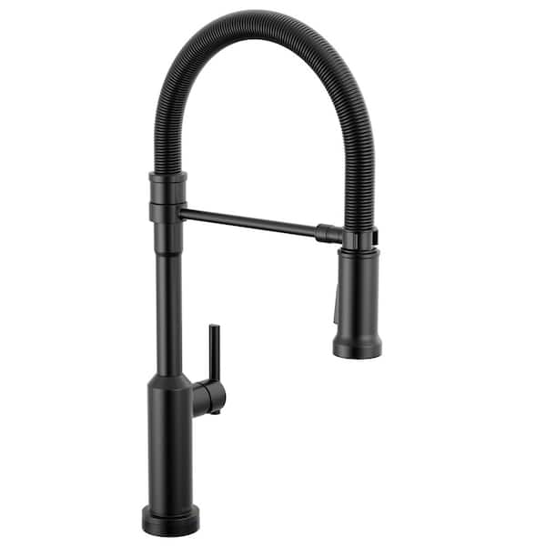 Cordova Touch2O Spring Spout Matte Black 21.50 in. H Pull Down Sprayer Kitchen Faucet 360° Swivel Spout