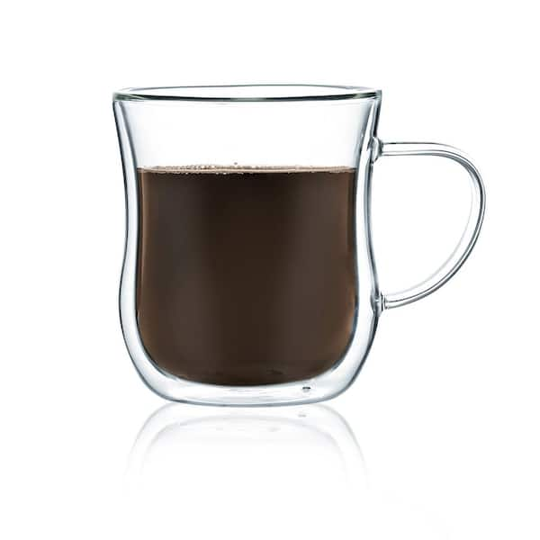 JavaFly Bistro 12 oz. Double Wall Glass with Handle Dishwasher Safe