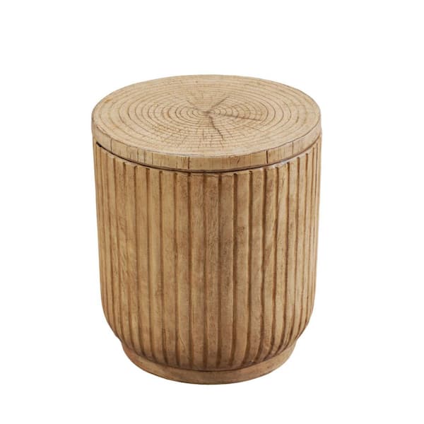 Multifunctional Outdoor Terrafab Faux Wood Side Table With Hidden Ice Bucket