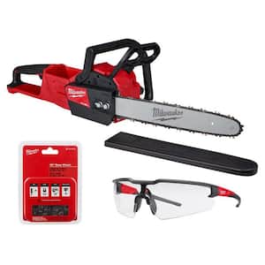 M18 FUEL 16 in. 18V Brushless Electric Battery Chainsaw (Tool-Only) with Extra 16 in. Chain & Clear Safety Glasses
