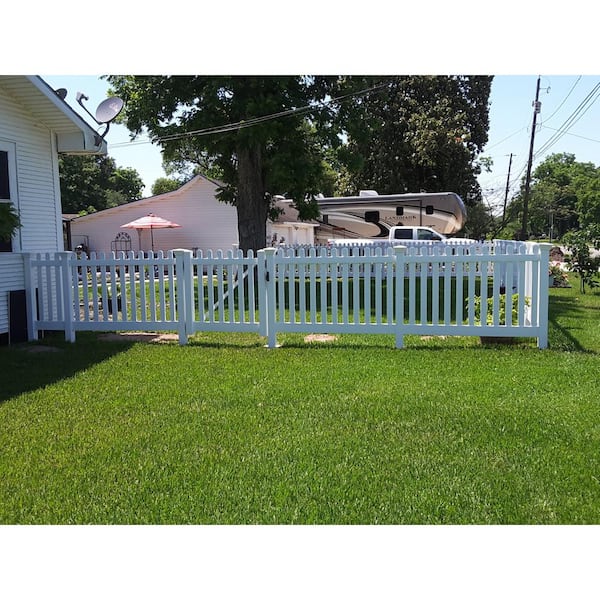 Weatherables Provincetown 5 ft. W x 4 ft. H White Vinyl Picket Fence Gate Kit Includes Gate Hardware