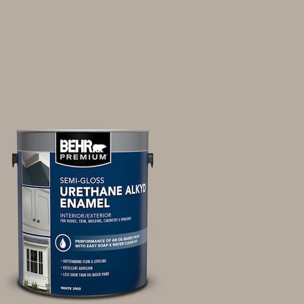 BEHR PREMIUM 1 gal. #PPU18-13 Perfect Taupe Urethane Alkyd Semi-Gloss Enamel Interior/Exterior Paint