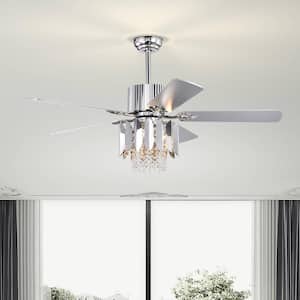 52 in. Smart Indoor Silver Ceiling Fan with Remote, Timer, 3 adjustable Wind speeds and 3 E12 Light Bulbs Not Included