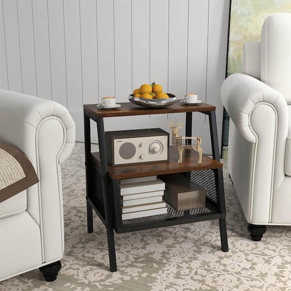 Costway 1 PCS Rustic Brown 0 Drawer 18 in. W Industrial Nightstand Costway 1 PCS Rustic Brown 0 Drawer 18 in. W Industrial Nightstand