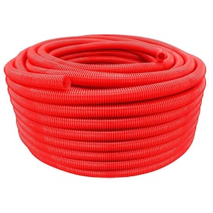 3/4 in. x 100 ft Flexible Corrugated Red HDPE NON Split Tubing Wire Loom Non-Metallic Conduit