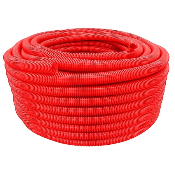 TekTube 1.5 in. x 100 ft Flexible Corrugated Red HDPE NON Split Tubing Wire Loom Non-Metallic Conduit