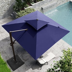 10 ft. x 10 ft. Double Top Cantilever Patio Umbrella in Navy Blue