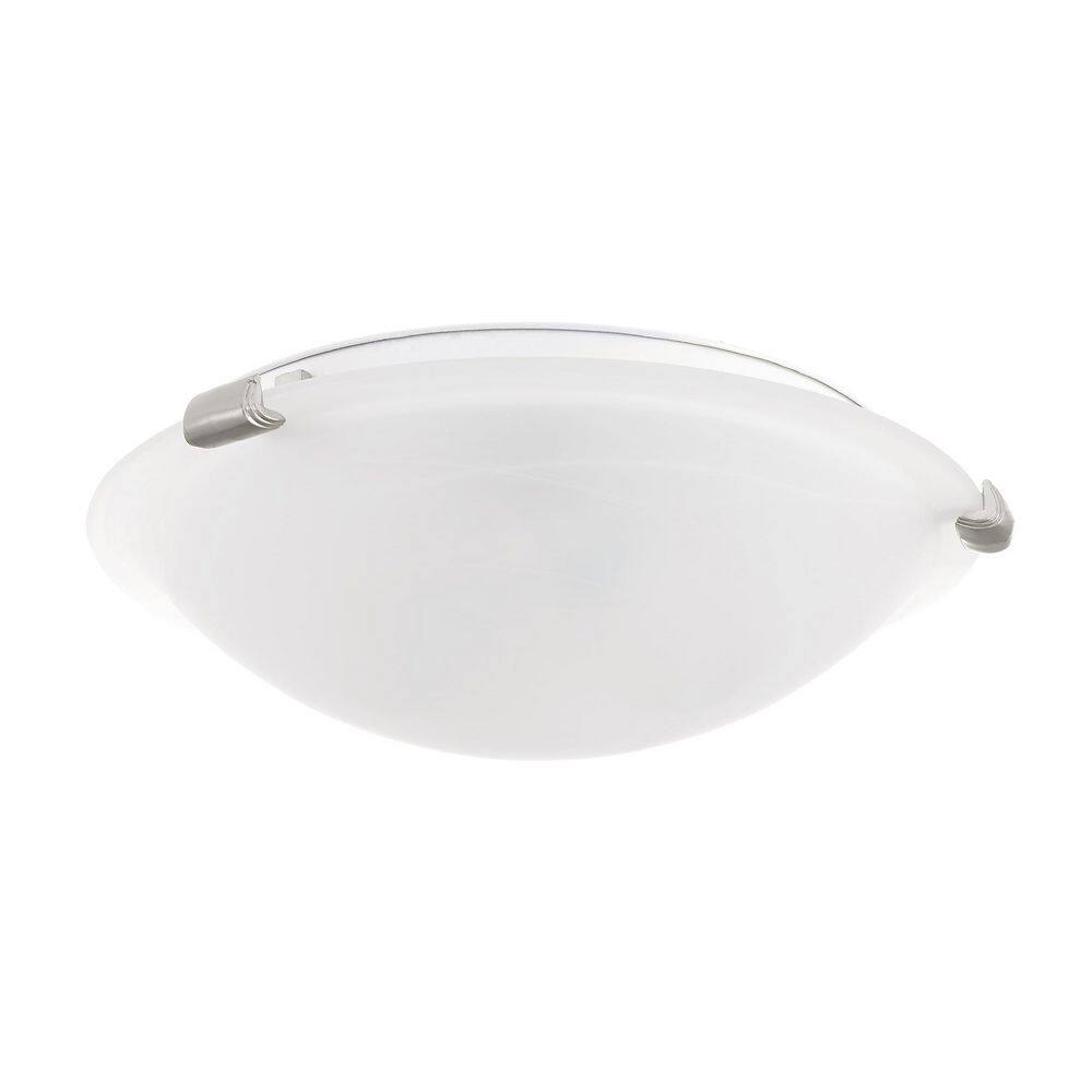 Oasis 12.25" Brushed Nickel Flush Mount with White Alabaster Glass