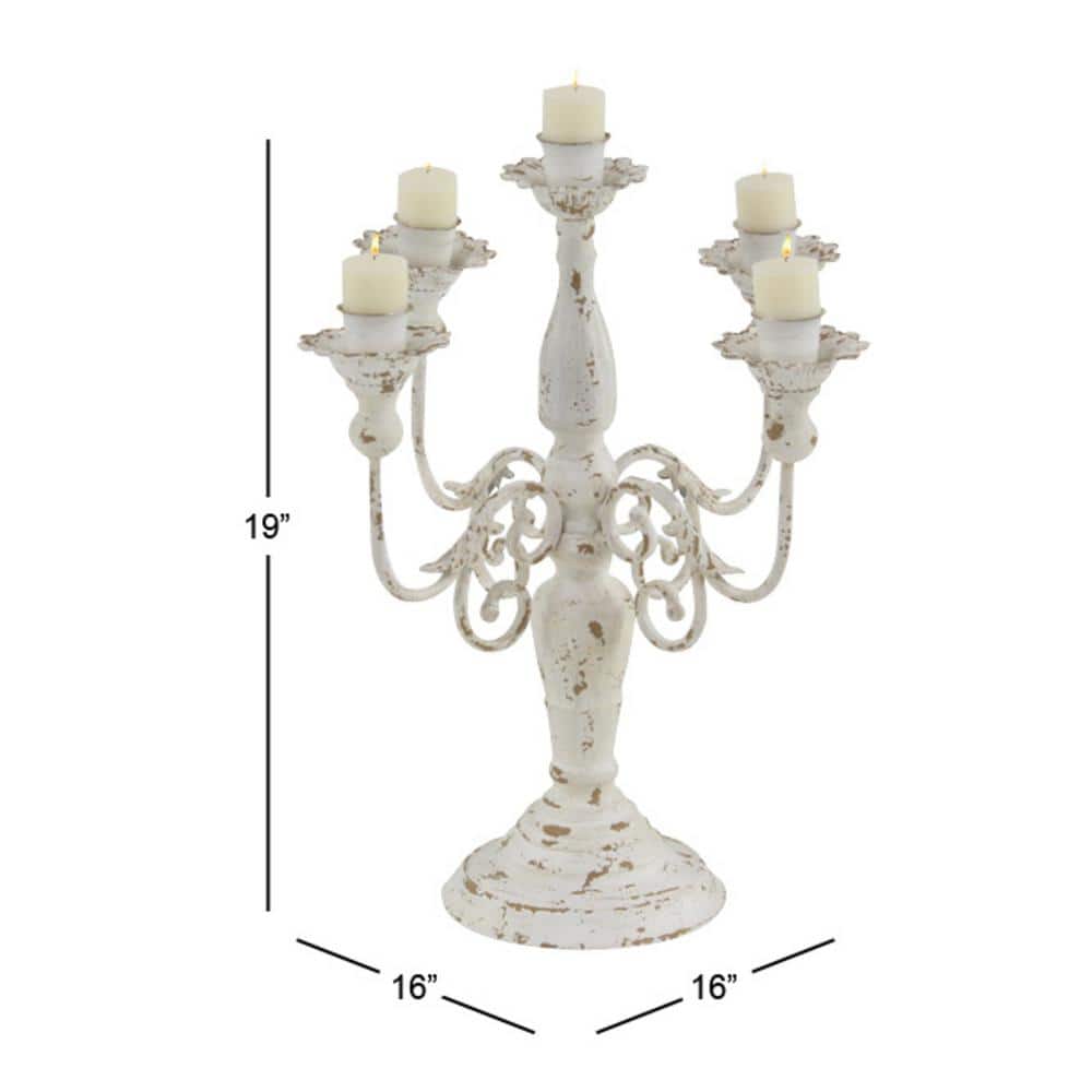 White Iron Ridge Embellished 5-Candle Candelabra