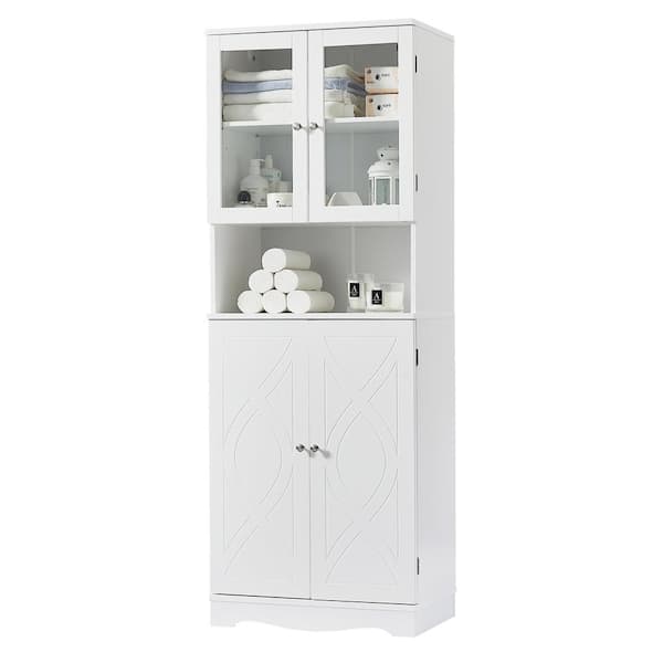 White Bathroom Storage Cabinet, Freestanding Office Cabinet with