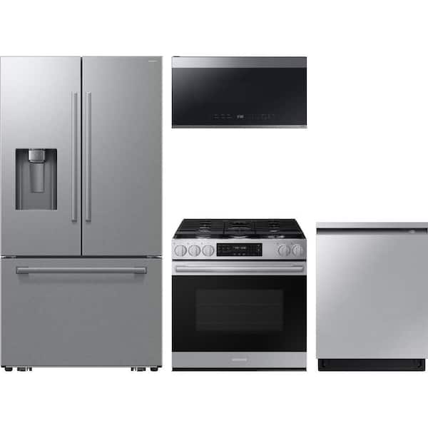 24 cu. ft. Counter Depth 3-Door French Door Refrigerator with Smart 5 Burner Slide in Range and AutoRelease Dishwasher