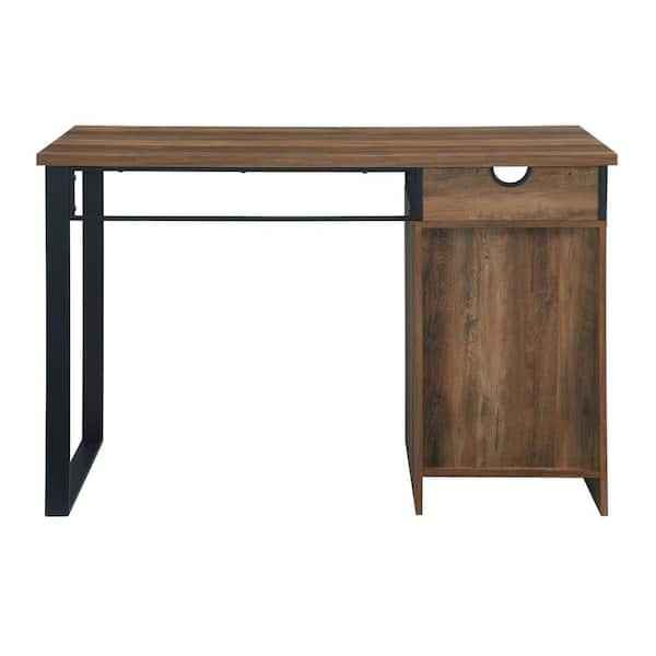 Welwick Designs HD8462 Rectangular 3-Drawer Writing Desk with Storage, Dark Walnut