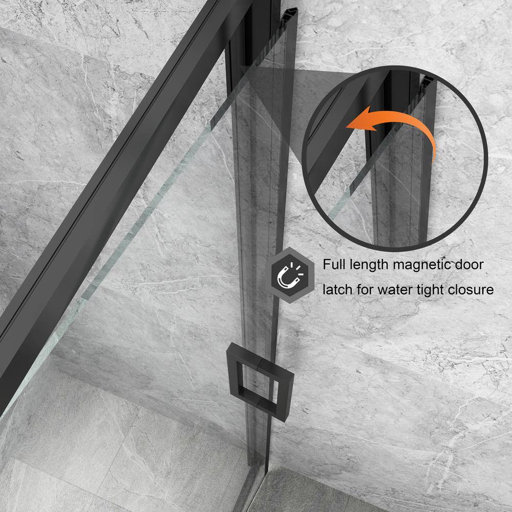 Matte Black 36'' x 72'' Pivot Shower Door with Clear Glass