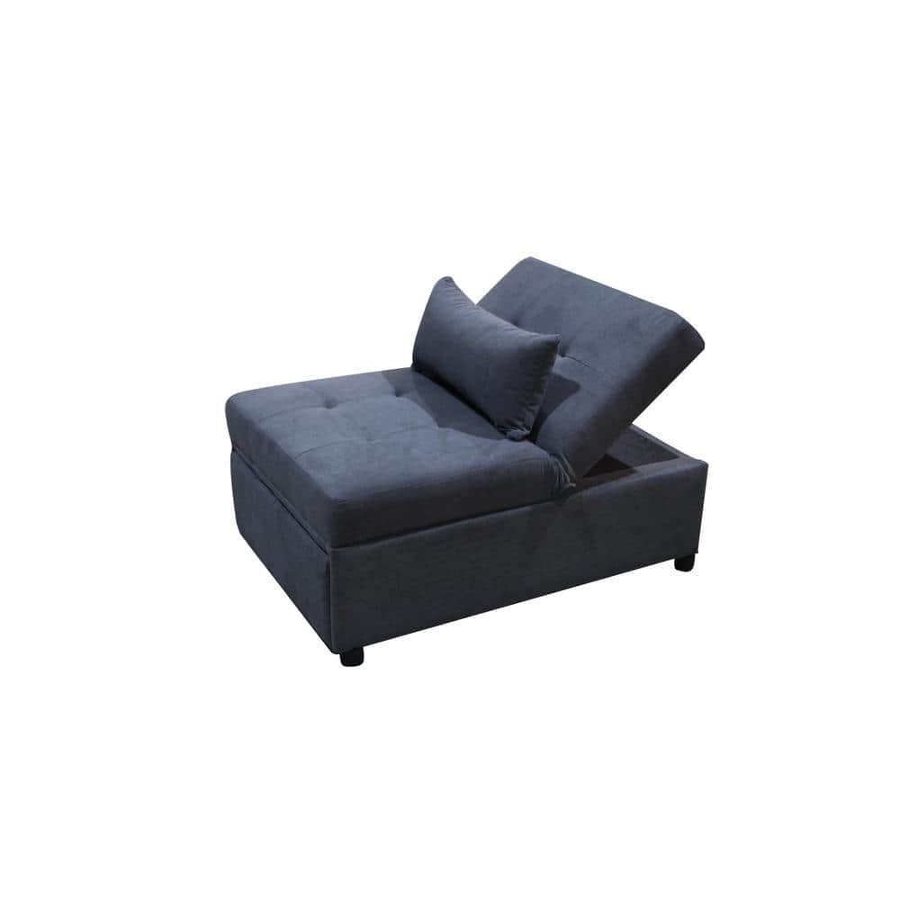 39.8 in. Width Dark Gray Velvet Sleeper Sofa Bed with Folding Ottoman