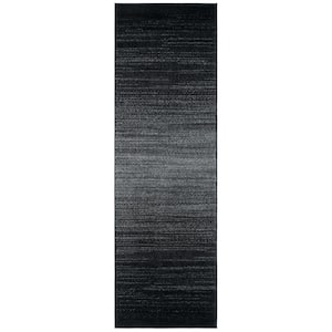 Adirondack Black/Gray 3 ft. x 12 ft. Gradient Transitional Runner Rug