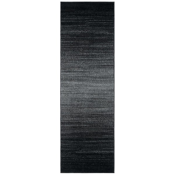 Adirondack 3 ft. x 8 ft. Black/Gray Gradient Transitional Runner Rug