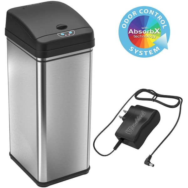 iTouchless 13 Gallon Touchless Sensor Kitchen Trash Can Odor Filter System 