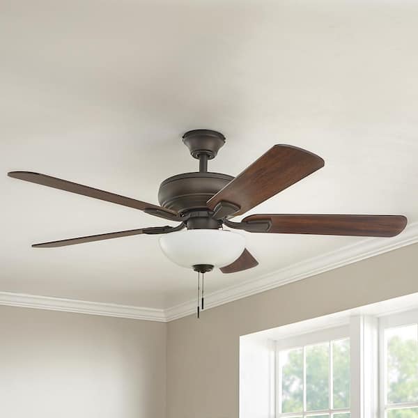 Hampton Bay Rothley II 52 in. Indoor LED Bronze Ceiling Fan with Light Kit,  Downrod, Reversible Motor and Reversible Blades 52051 - The Home Depot