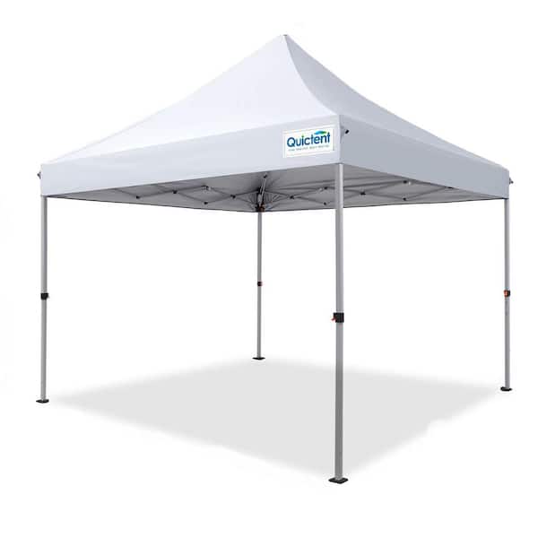 10 ft. x 10 ft. Heavy Duty Pop Up Canopy Tent, Outdoor Canopies Includes Sand Weight Bags and Wheeled Carry Bag-White