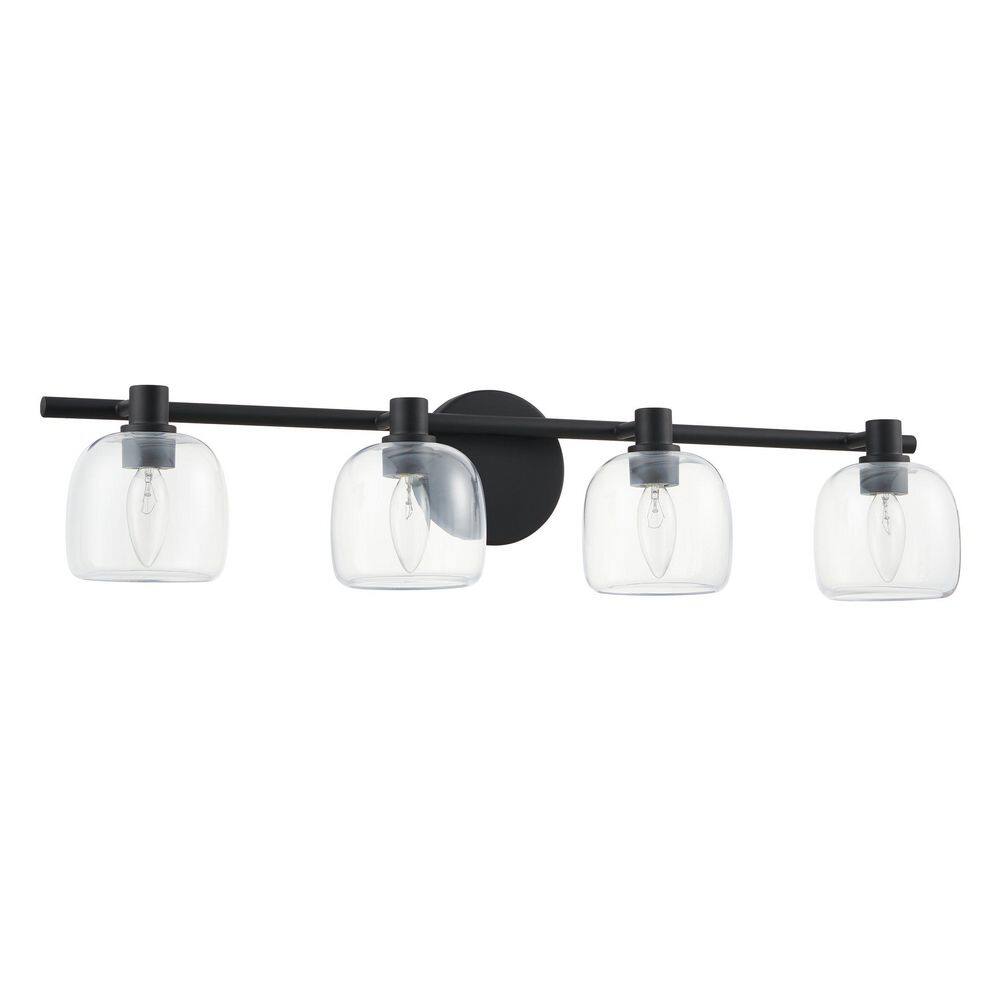 Valentina 30-in. 4-light Matte Black Vanity Light with Clear Glass Shades price history on PriceWatchPro