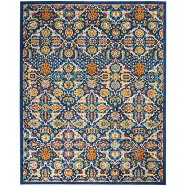 Nourison Allur Navy Multicolor 8 ft. x 10 ft. Floral Modern Area Rug