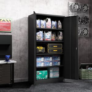 Superior 36 in. W x 72 in. H x 18 in. D Metal Freestanding Cabinet with Adjustable Shelves Set in Black