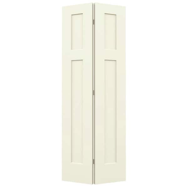 JELD-WEN 24 in. x 80 in. Craftsman Vanilla Painted Smooth Molded Composite Closet Bi-fold Door