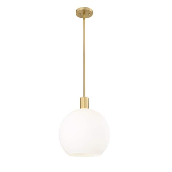 Unbranded Margo 13.75 in. 1-Light Bubble Pendant Olde Brass with White Glass Shade