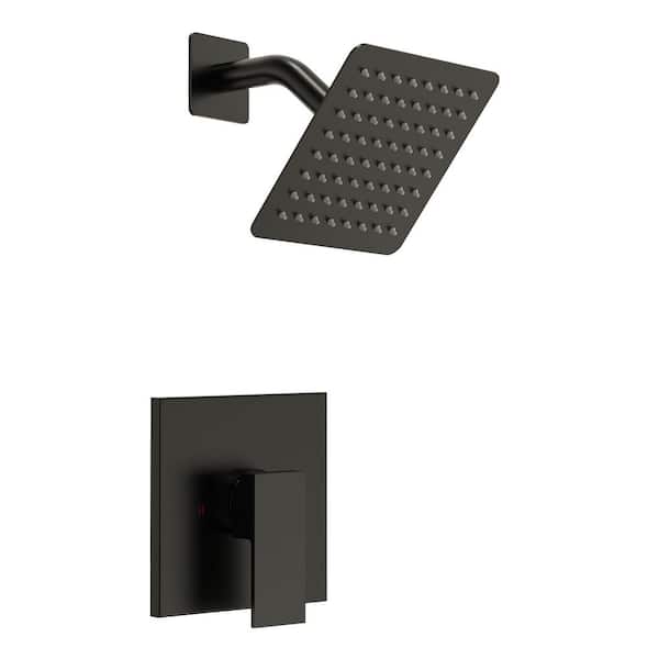 1-Spray Pattern with 1.8 GPM 6 in. Wall Mount Rain Fixed Shower Head in Matte Black