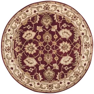Royalty Red/Ivory 5 ft. x 5 ft. Round Border Area Rug