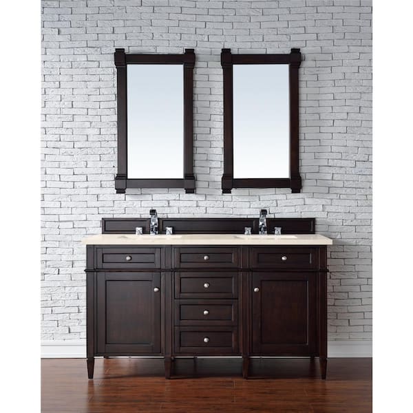Brittany 60 in. W x 23.5 in. D x 34 in. H Bath Vanity in Burnished Mahogany with Eternal Marfil Quartz Top