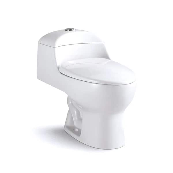 Unbranded Mediterraneo VIGO 1-piece 1.06/1.6 GPF Dual Flush Elongated Toilet in. White (Seat Included)