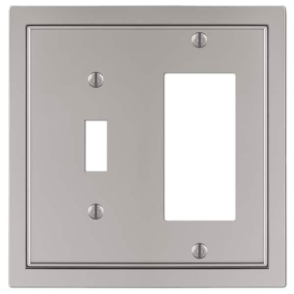 AMERELLE Averly 2 Gang 1-Toggle and 1-Rocker Metal Wall Plate - Satin Nickel