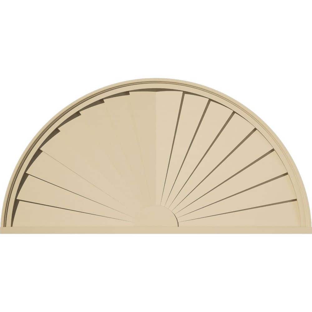 Pedss Ekena Millwork 48 in. W x 24 in. H x 2 in. P Half Round Sunburst ...