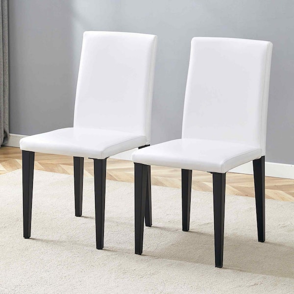 White/Black PU Leather  Side Chair (Set of 2)